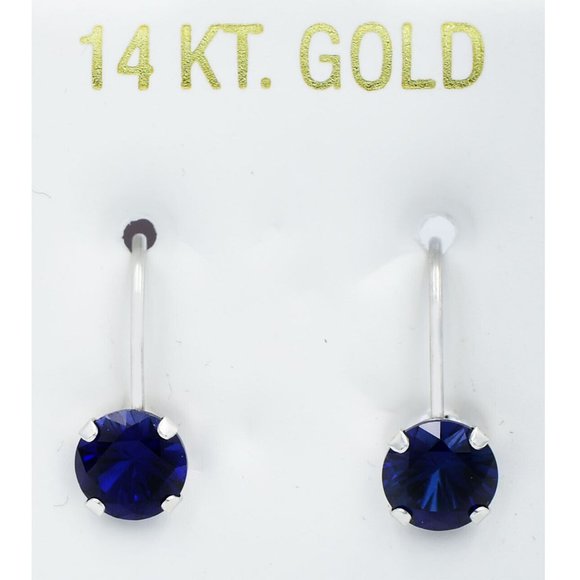 Genuine 2.52 Cts Blue Sapphire Dangling Earrings 14k White Gold